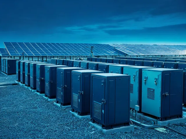 Battery energy storage cabinets at a commercial site